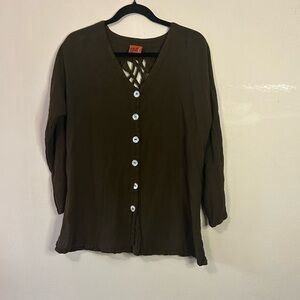 Oh My Gauze! Brown Cotton Fringe Top